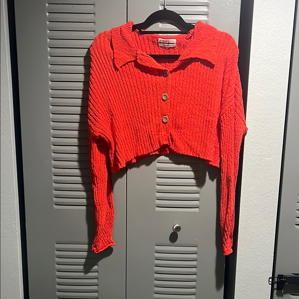 Urban Outfitters Red Cropped Cardigan